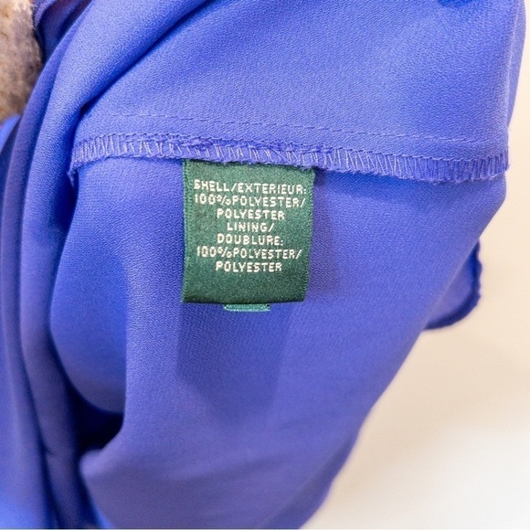 Lauren Ralph Lauren Womens Size 10 Sleeveless Chiffon Dress Pleated Blue Wedding - Picture 6 of 11